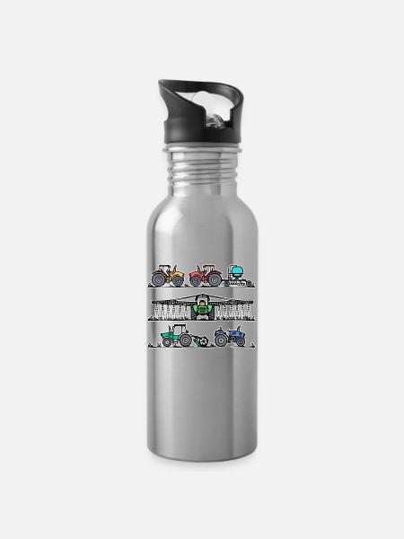Traktor Landwirtschaft Kraftfahrzeug Landwirt Feld - Trinkflasche mit integriertem Trinkhalm - Lightsilver