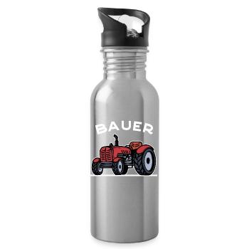 Bauer Traktor Landleben Landmaschinen Bauernhof - Trinkflasche mit integriertem Trinkhalm - Lightsilver - Rechts