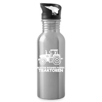 Landleben Landwirt Traktor Statement Feld Fahrzeug - Trinkflasche mit integriertem Trinkhalm - Lightsilver - Rechts