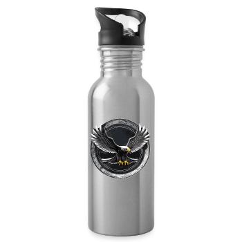 Logo de l’aigle dans le cercle - Gourde avec paille intégrée - argent clair - Droite