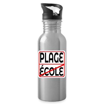Début des vacances École PLAGE - Gourde avec paille intégrée - argent clair - Droite