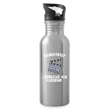 Movies Filme Filmabend Fernsehabend Kino Statement - Trinkflasche mit integriertem Trinkhalm - Lightsilver - Rechts