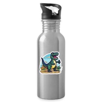 Le Trex Dino est en route - Gourde avec paille intégrée - argent clair - Droite