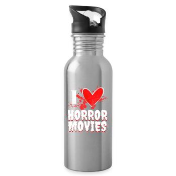 I Love Movies Statement Heart Movie Night Movies - Water bottle with straw - silver - Right