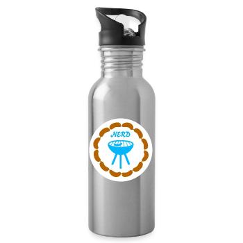 Sausage Chain Grilling Nerd Camping Bratwurst Grill - Water bottle with straw - silver - Right