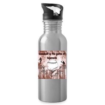 Legendäre Baseball-Illustration mit Säulenmotiv - Trinkflasche mit integriertem Trinkhalm - Lightsilver - Rechts