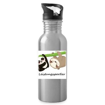 Panda und Faultier hängen ab - Leistungssportler - Trinkflasche mit integriertem Trinkhalm - Lightsilver - Rechts