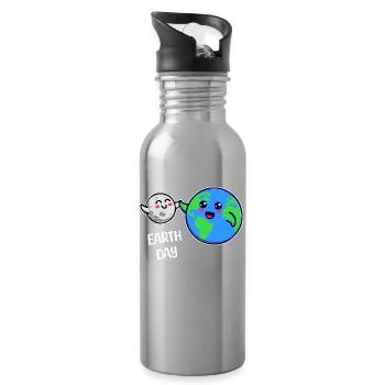 Mother Earth Environment Eco-Friendly Statement - Water bottle with straw - silver - Right