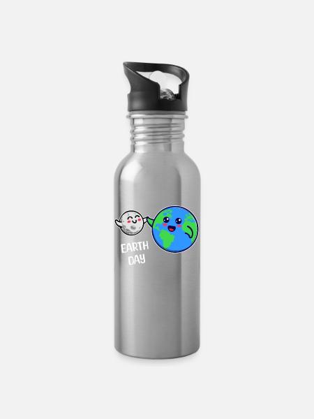 Mutter Erde Umwelt Umweltfreundlich Statement - Trinkflasche mit integriertem Trinkhalm - Lightsilver