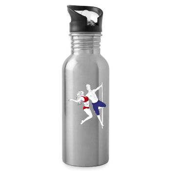 Pole Dance Duo Red Blue Outfit - Water bottle with straw - silver - Right