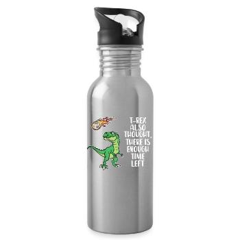 Environmental Damage Statement Earth Environment Global Warming - Water bottle with straw - silver - Right