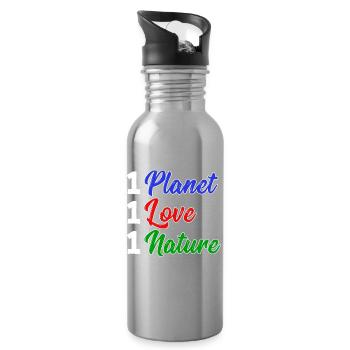 Mutter Erde Planet Natur Statement Naturschutz - Trinkflasche mit integriertem Trinkhalm - Lightsilver - Rechts