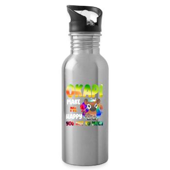 Okapi Wächter des Waldes - Trinkflasche mit integriertem Trinkhalm - Lightsilver - Rechts