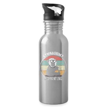 Vintage Affe Gymnasium Wortspiel - Trinkflasche mit integriertem Trinkhalm - Lightsilver - Rechts