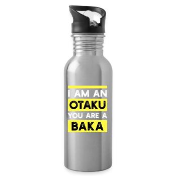 Baka Statement Anime Manga Japan Animation Otaku - Trinkflasche mit integriertem Trinkhalm - Lightsilver - Rechts