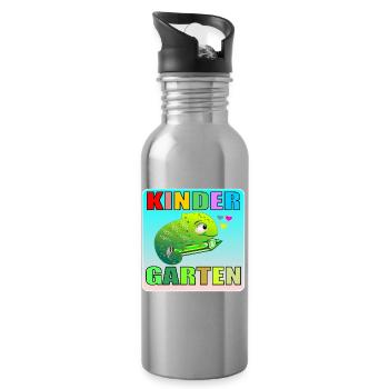 KINDERGARTEN KIND TIERE AMPHIBIE - Trinkflasche mit integriertem Trinkhalm - Lightsilver - Rechts