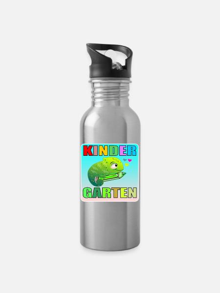 KINDERGARTEN KIND TIERE AMPHIBIE - Trinkflasche mit integriertem Trinkhalm - Lightsilver