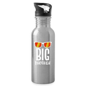 Cooler Spruch Stolzer Großer Bruder Bruderherz - Trinkflasche mit integriertem Trinkhalm - Lightsilver - Rechts