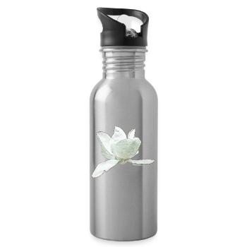 Ideen Muttertag, Magnolie seitlich - Trinkflasche mit integriertem Trinkhalm - Lightsilver - Rechts