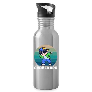 Cooler Spruch Bro Bruderherz Stolzer Großer Bruder - Trinkflasche mit integriertem Trinkhalm - Lightsilver - Rechts