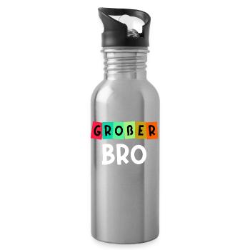 Geschwister Großer Bruder Spruch Bruderherz - Trinkflasche mit integriertem Trinkhalm - Lightsilver - Rechts
