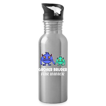 Bro Big Brother Statement Sibling Love - Water bottle with straw - silver - Right