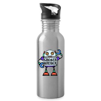 Bruderherz Statement Geschwister Großer Bruder - Trinkflasche mit integriertem Trinkhalm - Lightsilver - Rechts