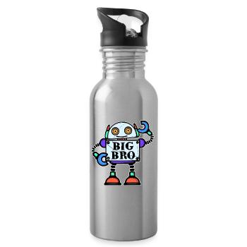 Big Brother Bro Siblings Statement Brother Heart - Water bottle with straw - silver - Right