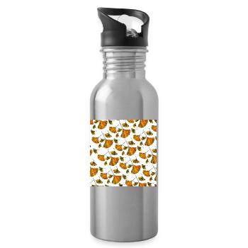 ginkomuster, Blätter prints, naturprints - Trinkflasche mit integriertem Trinkhalm - Lightsilver - Rechts