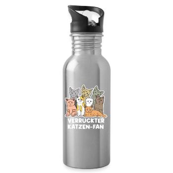 Knuddeltier Haustiere Katze Heimtier Statement - Trinkflasche mit integriertem Trinkhalm - Lightsilver - Rechts