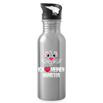 Lieblingstier Haustiere Statement Hamster Herz - Trinkflasche mit integriertem Trinkhalm - Lightsilver - Rechts