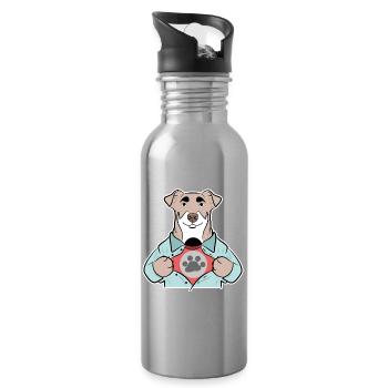 Cuddly toy, dog, favorite animal, pets, animals - Water bottle with straw - silver - Right