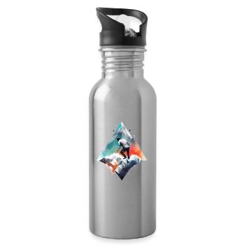 Adventurers on the Geometric Mountain Range - Water bottle with straw - silver - Right