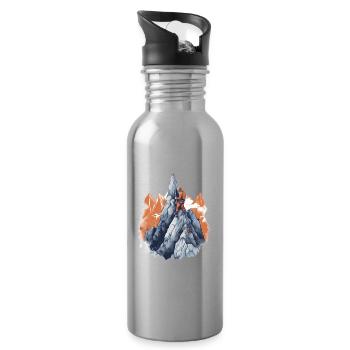 Bergsteiger beim Gipfelaufstieg - Trinkflasche mit integriertem Trinkhalm - Lightsilver - Rechts