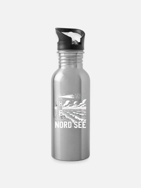 Nordsee - Trinkflasche mit integriertem Trinkhalm - Lightsilver