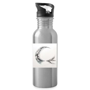 Zeichnungsposter einer surrealen Landschaft - Trinkflasche mit integriertem Trinkhalm - Lightsilver - Rechts