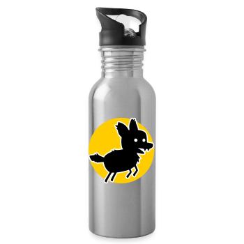 Loup – Motif de la nature sauvage et déclaration sur le bien-être animal - Gourde avec paille intégrée - argent clair - Droite