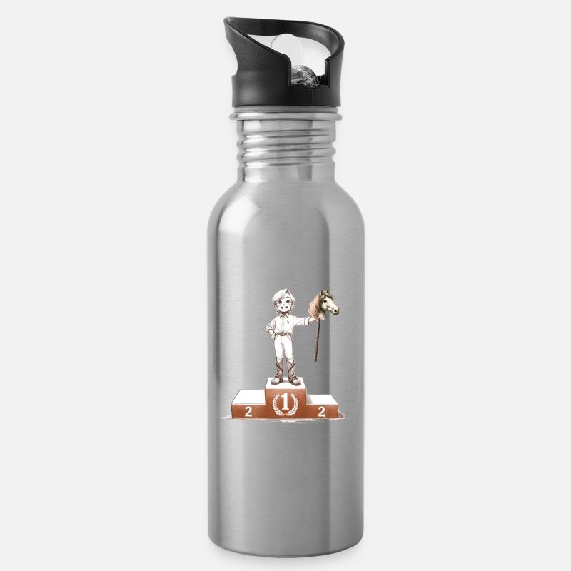 Hobby Horsing Siegerpodest - Trinkflasche mit integriertem Trinkhalm - Lightsilver