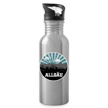 Allgäu Blue Hour Skyline - Water bottle with straw - silver - Right