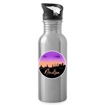 North Sea Fineline Skyline - Water bottle with straw - silver - Right