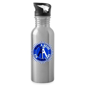 Blau Weiss ein Lebenlang | Farben änderbar - Trinkflasche mit integriertem Trinkhalm - Lightsilver - Rechts