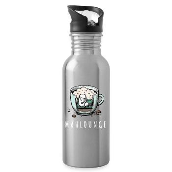 mählounge melange schaf lounge wortspiel kaffee - Trinkflasche mit integriertem Trinkhalm - Lightsilver - Rechts
