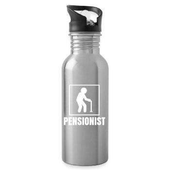 Pensionist Senior Pensionär Lebensabend Spruch - Trinkflasche mit integriertem Trinkhalm - Lightsilver - Rechts