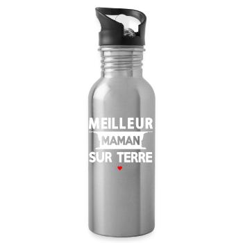 Zitat der Mutter auf der Erde - Trinkflasche mit integriertem Trinkhalm - Lightsilver - Rechts
