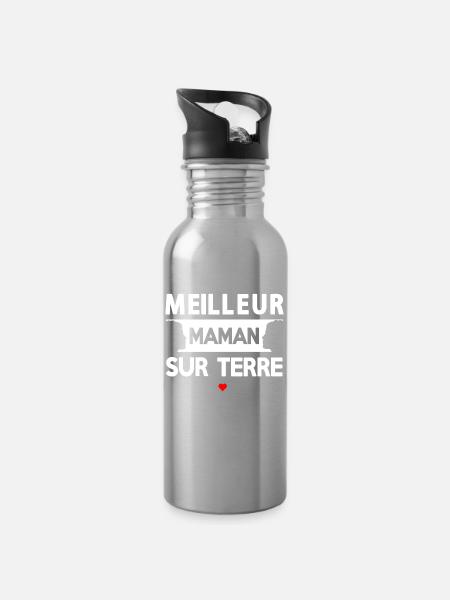 Citation Maternelle Sur Terre - Gourde avec paille intégrée - argent clair