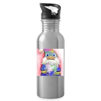 Bunter Weihnachtsmann mit Farbverlauf - Trinkflasche mit integriertem Trinkhalm - Lightsilver - Rechts