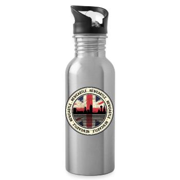 Newcastle Union Flag Skyline Patch - Water bottle with straw - silver - Right