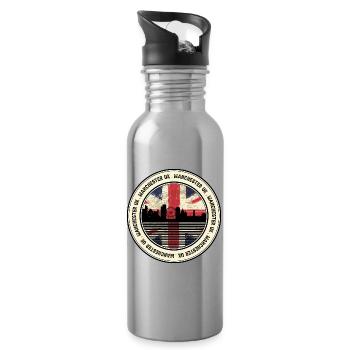 Manchester UK Skyline-Abzeichen - Trinkflasche mit integriertem Trinkhalm - Lightsilver - Rechts