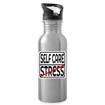 STOP STRESS - FOCUS SELF CARE SIGN - Water bottle with straw - silver - Right