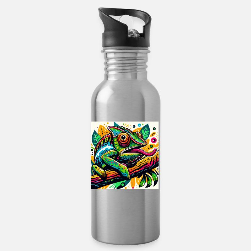 Chamäleon - Trinkflasche mit integriertem Trinkhalm - Lightsilver